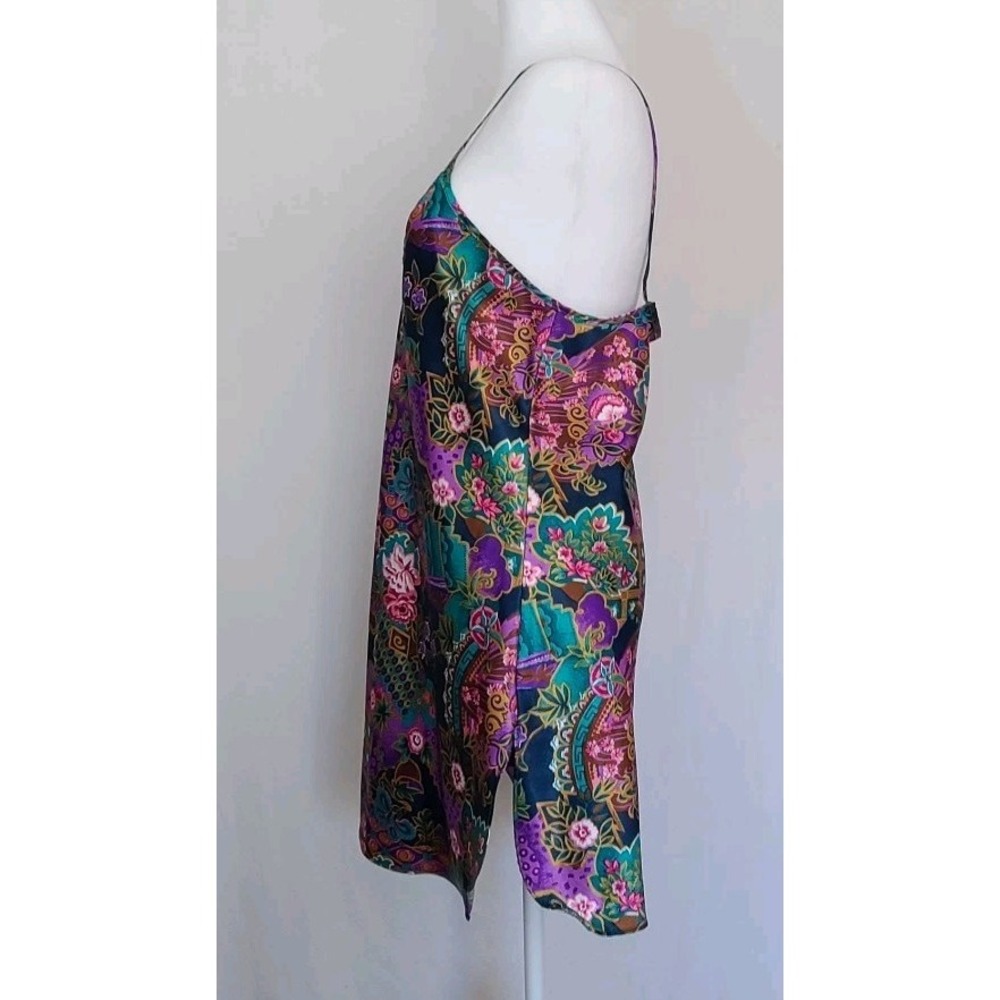 VINTAGE Silky Floral Satin Slip Dress Nighty M Whimsey Feminine Fairy Asian - Picture 2 of 12